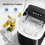 Load image into Gallery viewer, Countertop Ice Maker Machine with Handle, Portable Maker, 27lbs/24Hrs, 7Mins/9 Pcs ice Cubes, Self-Cleaning Table Top Maker with Ice Basket/Scoop, for Home/Kitchen/Office(Stainless Steel Black)