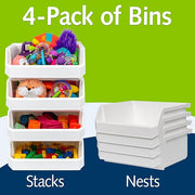 Plastic Containers for Organizing and Storage Bins for Closet, Kitchen, Office, Garage or Pantry Organization, Stackable Bins, Extra Large (14.8