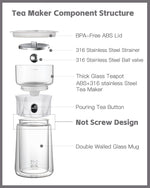 Load image into Gallery viewer, ZENS Modern One Touch Tea Maker, Glass Teapot with Infuser for Loose Leaf Tea Diffusers, Mess-Free Smart Pouring with Insulated Mug and Portable Tea Kits for Tea Lover Gifts