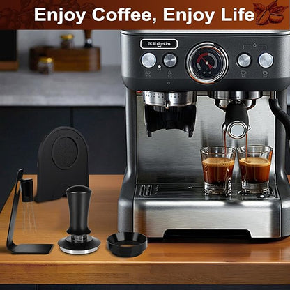 Espresso Accessories Kit 58mm, Coffee Tamper with Spring Loaded Calibration, 316 Stainless WDT Tool with Magnetic Stand and Dosing Funnel Set Fits Espresso Machine Press and 58mm Portafilters