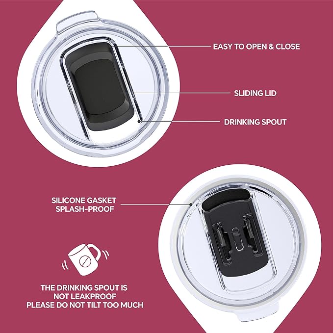 Ideus 16 oz Coffee Cup, Stainless Steel Coffee Travel Mug, Spill Proof Tea Mug with Handle and Lid, Lightweight and Durable, Great for Office Home and Outdoor Use, Red