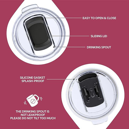 Ideus 16 oz Coffee Cup, Stainless Steel Coffee Travel Mug, Spill Proof Tea Mug with Handle and Lid, Lightweight and Durable, Great for Office Home and Outdoor Use, Red