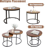 Load image into Gallery viewer, aboxoo Coffee Table Nesting Side Round Set of 2 End Table Top Sturdy Metal Frame Desk Centerpiece Living Room Bedroom Apartment Modern Industrial Simple Nightstand