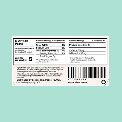 AprikaLife Organic Matcha Powder, USDA & JAS Certified, No Sugar Added, Authentic Japanese Cafe Grade Matcha Green Tea Powder Perfect for Matcha Lattes, Smoothies & Baking, 3.5 oz/100g