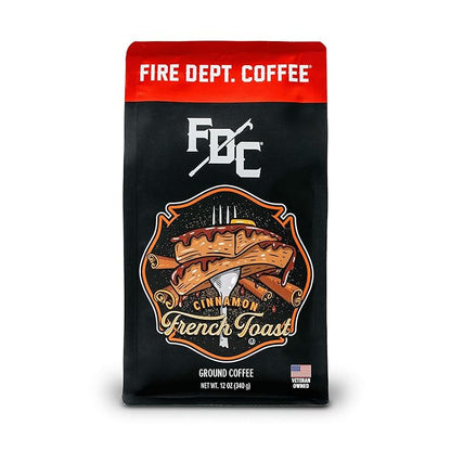 Fire Department Coffee - Gives Back to Firefighters - Cinnamon French Toast Ground Coffee - Roasted in the USA - Ground - Medium Roast - Veteran Owned -12 oz
