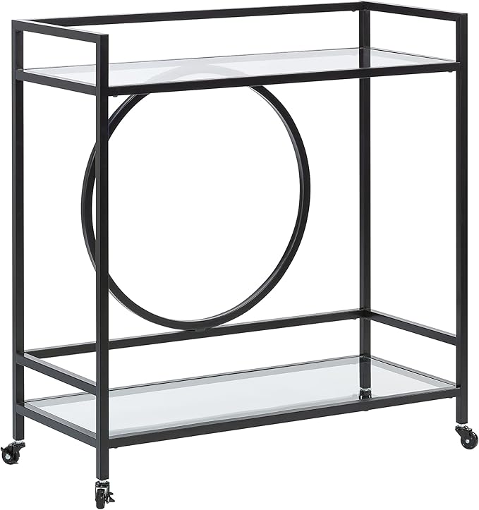 Sauder International Lux Bar Cart, Black Finish
