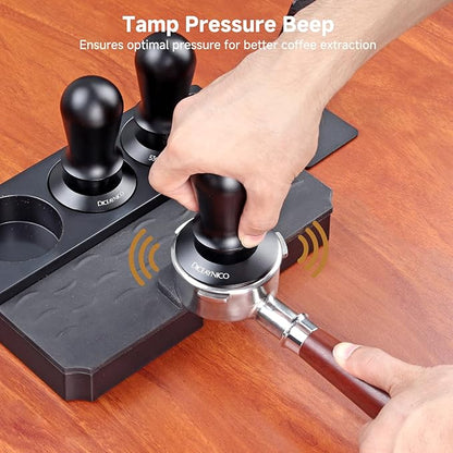 Coffee Tamper 51mm - with Sound Feedback 30lb Spring-Loaded Tamper Barista Espresso Tamper Anti-Tilt Base, Ergonomic Handle, 304 Stainless Steel
