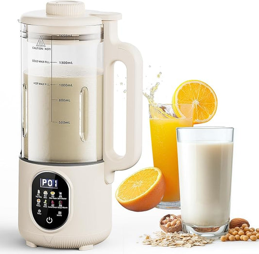 55oz Newly Nut Milk Maker Machine for Almond(Extra Large), Oat Milk,Juice, Soy Milk Maker for Auto Clean, Delay Start, Boil Water, Keep Warm, White,(5-6 Cups)