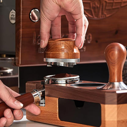 Espresso Tamping Station 58mm 54mm 51mm, Wood Portailter Holder Espresso Coffee Equipment, Espresso Machine Accessories, Barista Tools, Adjustable(Accessories not included)