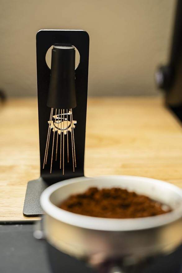 WDT Tool, Magnetic Coffee Stirrer 0.4mm 9 Installed Pins + 0.25mm 9 Extra Needles for Espresso Distribution Tool with Metal Stand for Barista Espresso (Black)