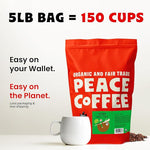 Load image into Gallery viewer, Peace Coffee Colombia Single Origin Coffee | 5 lb Whole Bean Medium Roast | Organic Fair Trade | Smooth, Crisp Flavor | Shade Grown, Fresh Roasted