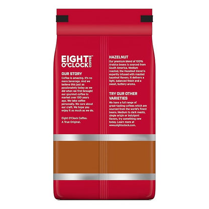 Eight O'Clock Coffee Hazelnut Whole Bean Coffee, Medium Roast, 20 Ounce (Pack of 1) - Buttery, Smooth & Nutty