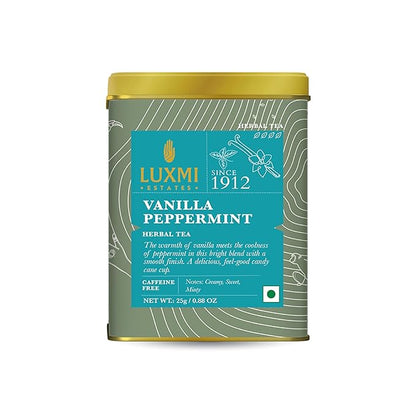 Luxmi Estates - Organic Peppermint Tea with Natural Vanilla Extract - Loose Leaf - 25g (12 Cups) Tea Bags, Limited Fall Tea With the Natural Sweetness of Vanilla, Perppermint Aids Digestion