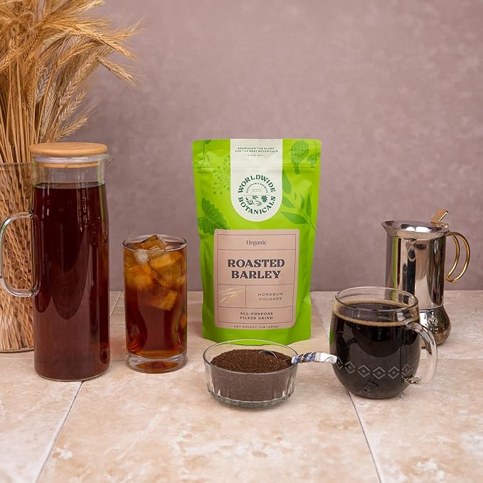 Worldwide Botanicals Organic Barley, Dark Roast – 1 lb –Italy’s Orzo, their Favorite Caffeine-Free Coffee Alternative – Brew Like Coffee – Acid Free, Gluten Free, Kosher, 16 ounces