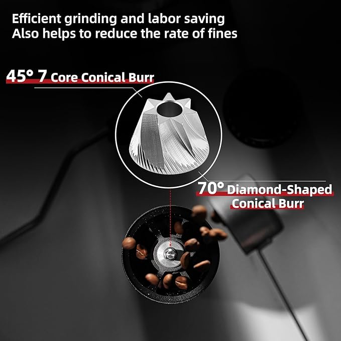 MHW-3BOMBER R3 Manual Coffee Grinder with CNC Stainless Steel Conical Burr and 5 Screen for French Press, Drip, Espresso, External Adjustable, Hand Coffee Bean Grinder with Magnetic Bin, G5847B-OS