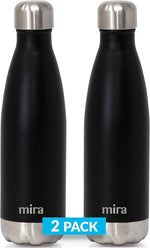 Load image into Gallery viewer, MIRA 2 Pack 17 oz Insulated Water Bottle - Stainless Steel Cola Shape Thermo - Double Wall Hot &amp; Cold Flask (24Hr Cold/12Hr Hot) - Black