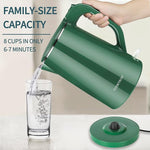 Load image into Gallery viewer, 1.7L Electric Kettle Quiet, Double Wall Hot Water Boiler BPA-Free, Quiet Boil and Cool Touch Tea Kettle, Cordless with Auto Shut-Off &amp; Boil Dry Protection, 1500W Fast Boiling, dark green