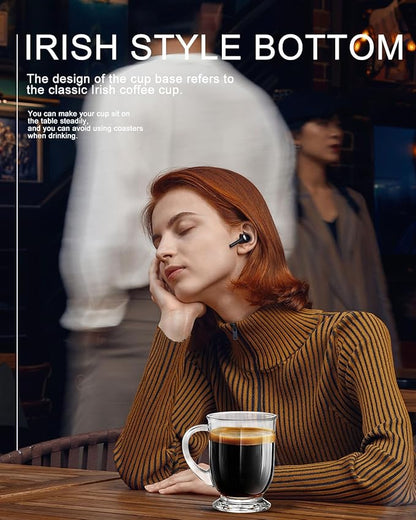 LUXU 24 OZ Glass Coffee Mugs (Set of 2), Large Clear Mugs With Handles for Hot and Cold Beverages, Durable for Tea, Cappuccino, Latte, Juice, Milk, Hot Chocolate, Beer