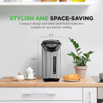 Load image into Gallery viewer, NutriChef 5.2 Qt Electric Water Kettle, Quick Heating, 5 Liter Digital Kettle with 5 Temperature Settings, Safety Lock, Stainless Steel, 3 Dispensing Options, Easy to Clean, 8.46" x 11.2" x 16.5"