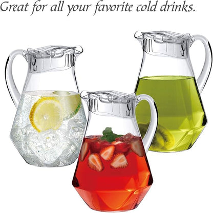 Amazing Abby - Sparkly - Plastic Pitcher (64 oz, 2 Quart), Clear Water Pitcher with Lid, Fridge Jug, BPA-Free, Shatter-Proof, Great for Iced Tea, Sangria, Lemonade, Juice, Milk, and More