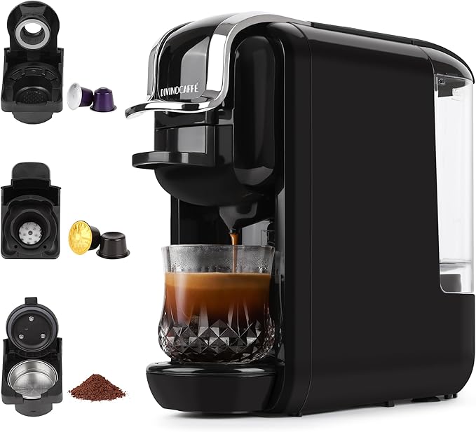 Espresso Maker for Nespresso Capsule, Lavazza Blue Capsule & Coffee Powder, 19 Bar Pump Pressure Makes Authentic Espresso Coffee, Mini Espresso Coffee Machines with Removable Water Tank.