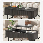 Load image into Gallery viewer, Coffee Table Lift Top, Fluted Coffee Table with Storage, Black Coffee Tables for Living Room, Modern Center Table with Metal Legs