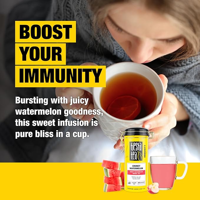 Tiesta Tea - Chunky Watermelon, Loose Leaf, Sweet Watermelon Herbal Tea, Premium Non-Caffeinated Fruit Blend, Makes Hot or Iced & Brews Up to 50 Cups, 5oz Refillable Tin