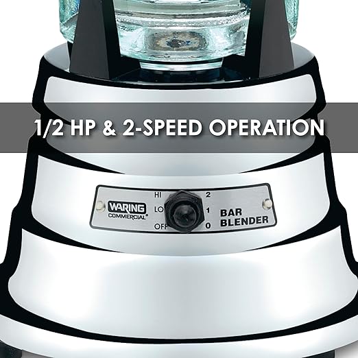 Waring Commercial BB900G 1/2 HP Chrome Bar Blender with 40-Ounce Glass Container Silver