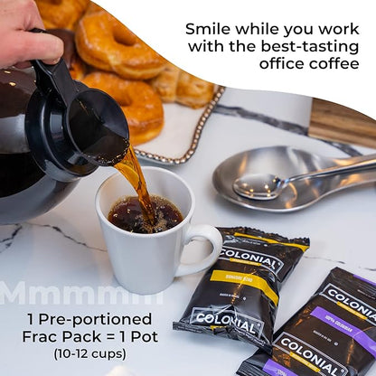 Colonial Coffee Packets, Pre Ground Coffee Packs, High Caffeine Blend, Medium - Dark Roast, Bulk Single Pot Bags for Drip Coffee Makers, (2.5 oz Bags, Pack of 100)