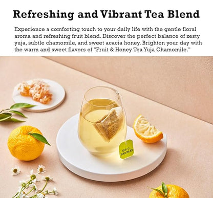 Damtuh Yuzu Honey Chamomile Tea – Citrusy & Floral Herbal Tea Blend, 20 Tea Bags (1g each)