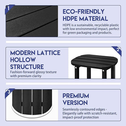 LZRS Outdoor Side Table - 2-Tier Adirondack HDPE Patio End Table for Pool, Porch,Balcony & Backyard,Weather Resistance for Indoor and Outdoor use(Black)