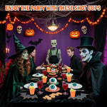 Load image into Gallery viewer, 100 Pack 2 oz Plastic Shot Glasses Disposable Shot Cups, Mini 2oz Party Cups for Halloween, Birthday, Wedding, Bachelorette Party, Baby Shower Supplies (Orange)