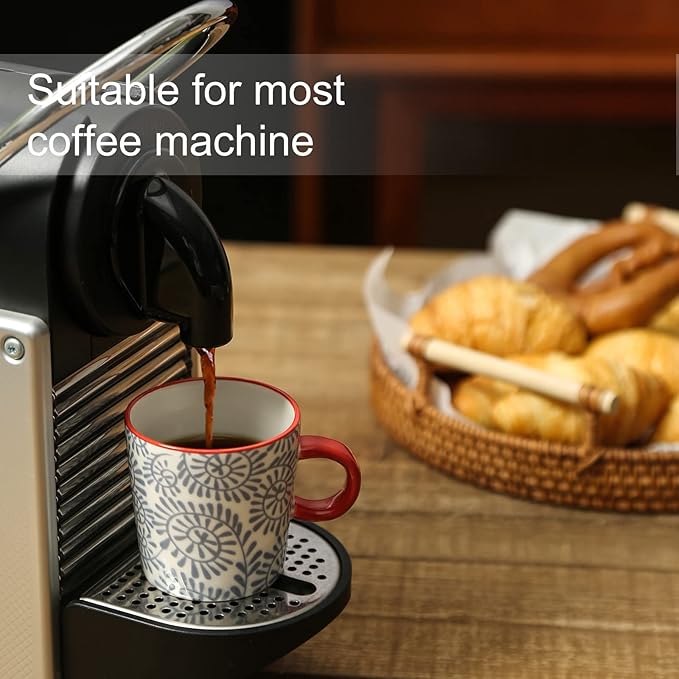 KitchenTour Porcelain Espresso Cups 4 ounce set of 4 for Coffee Machine - Ceramic Demitasse Cups for Latte,Turkish Coffee, Nespresso Lungo, Cappuccino, Tea - Small Shot Mug Bohemia Style