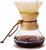 Load image into Gallery viewer, Pour Over Coffee Maker, 19 oz Borosilicate Glass Coffee Carafe with 100 PCS Paper Filter, Wooden Collar &amp; Cowhide rope, Glass Coffee dripper (Clear, 550 ml(only Paper Filter))