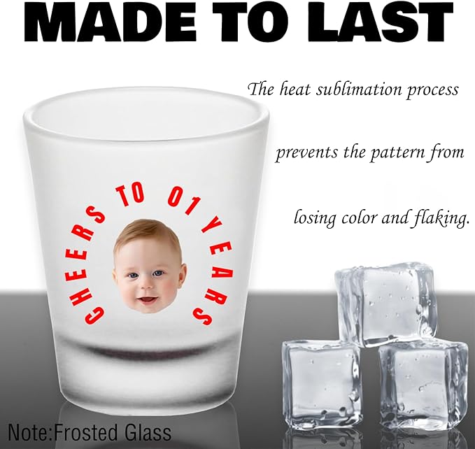Personalized Shot Glasses Clear with Your Photo Text, Custom Frosted Shot Glasses 1.5oz Bar Accessories Gifts for Tequila, Vodka, or Whiskey Lovers Birthday Christmas Wedding Gifts
