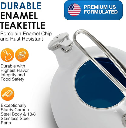 Chantal Classic Teakettle, 1.8 QT, Enamel On Steel, 2-Tone Harmonica Whistle, Rapid Boil and Even Heating (Chili Red)