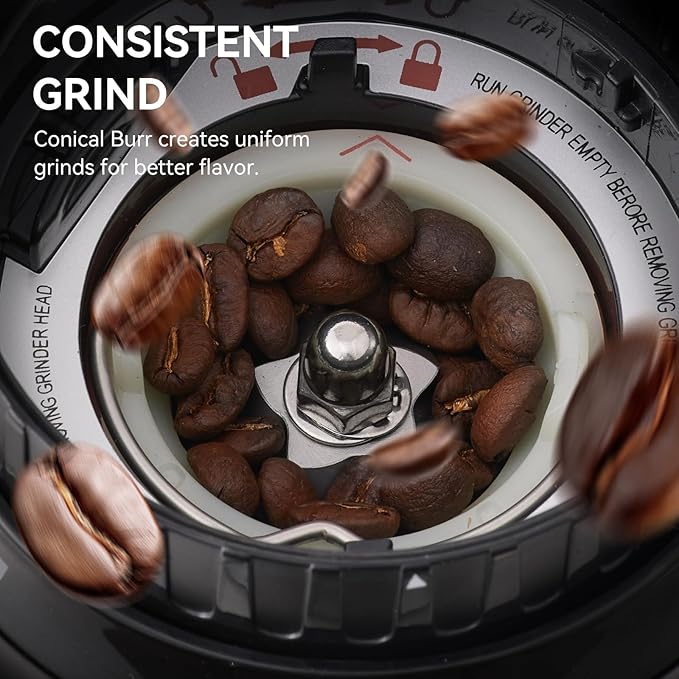 Conical Burr Coffee Grinder Electric with Electronic Timer, Anti-Static, Coffee Grinders for Home Use, Adjustable Conical Burr Mill with 48 Precise Settings for Espersso/Drip/French Press