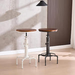 Load image into Gallery viewer, chairus Vintage Industrial Metal Bar Table, 32.75-38.5" Adjustable Counter Height Round Pub Table, 19.75" Dia Wood Top Hydrant Shape Frame, Rustic Small Bistro Cafe Cocktail Table, Distressed White