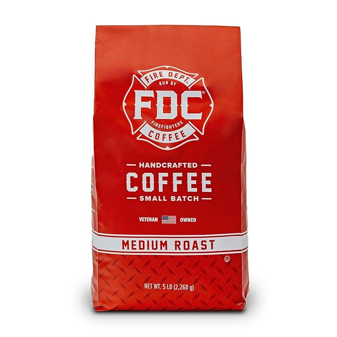 Fire Department Coffee - Gives Back to Firefighters - Balanced & Smooth Original Medium Roast Ground Coffee - Roasted in the USA - Veteran Owned - Bulk 5 LB