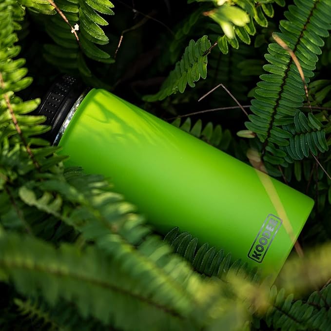 koodee Water Bottle-16 oz Stainless Steel Double Wall Vacuum Insulated Water Bottle for Gorls and Women, Reusable Metal Water Flask with Leakproof Spout Lid (Apple Green)