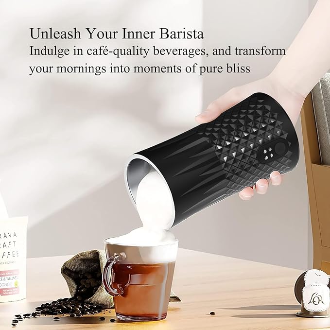 Electric Milk Frother and Steamer - Hot & Cold Milk Foamer with Auto Shut-Off - Quick and Effortless Frothing - 8oz/240ml Milk Warmer for Coffee, Latte, Cappuccino, Hot Chocolates