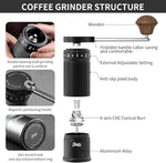 Load image into Gallery viewer, Bincoo Foldable Manual Coffee Grinder with External Adjustable Setting,Coffee Bean Grinder with Portable Storage Bag,Stainless Steel Burr Grinder Suitable for Home, Office and Travel for Use (Black)