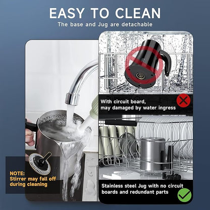 Wamife Electric Milk Frother and Steamer for Coffee with Milk Frother Cup (700ml/23.6oz,Milk 150ml) 4-in-1 Milk Foamer Hot Chocolate Maker,Hot & Cold Foam Maker,Heated Milk,Dishwasher Safe with Whisk