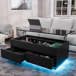 Load image into Gallery viewer, HOMMPA 40'' Lift Top Coffee Table, Black Coffee Tables with Storage for Living Room, LED Modern Coffee Table, Flip Top Center Table with 2 Drawers &amp; Hidden Compartment, Lift Up Wooden Coffee Table