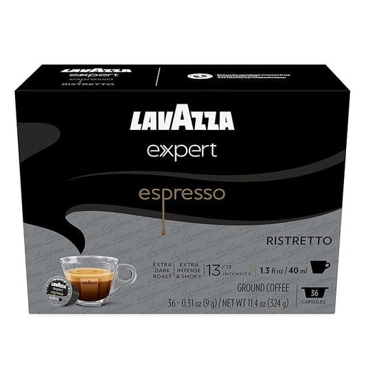 Lavazza Expert Espresso Ristretto Capsules, Extra Dark Roast, Arabica and Robusta Blend, Compatible with Lavazza Classy Machines (36 Capsules)