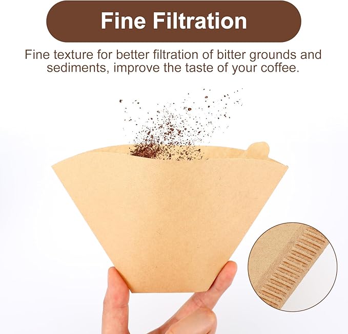 400 Pcs Natural Coffee Filters, Unbleached Cone Filters #4 Cone Paper Coffee Filter 8-12 Cup, 4 Filter Fits for Pour Over and Drip Coffees Maker Chemical-Free Paper for Home, Travel, Office Use