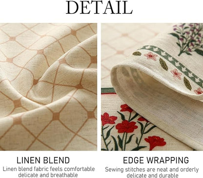 Designer Vintage Linen Floral Extra Long Rectangle Tablecloth,Fall Colorful Modern Table Cloth,Anti-Wrinkle Decor Tablecloths for Dining Thanksgiving Kitchen Christmas,63"*110"-Bertina E