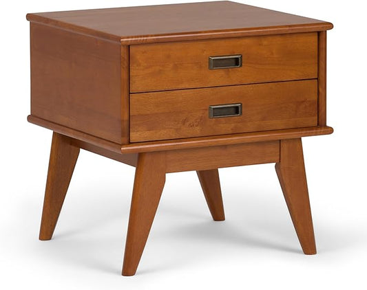 SIMPLIHOME Draper SOLID HARDWOOD 22 inch Wide Rectangle Mid Century Modern End Side Table in Teak Brown for the Living Room and Bedroom