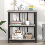 Load image into Gallery viewer, FOLUBAN 3 Tier Bookshelf, Short Bookcase for Small Space, Modern Wooden and Metal Book Shelf for Living Room Bedroom Office (Light Grey Oak)