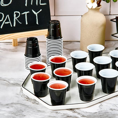 Lilymicky 600 PACK 2 oz Plastic Shot Glasses, Mini Black Disposable Shot Cups for Parties, Carnivals, and Any Events